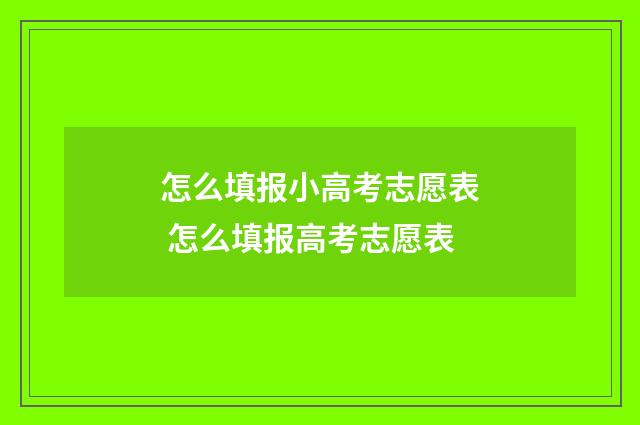 怎么填报小高考志愿表 怎么填报高考志愿表
