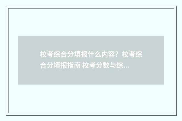 校考综合分填报什么内容？校考综合分填报指南 校考分数与综合分有关系吗