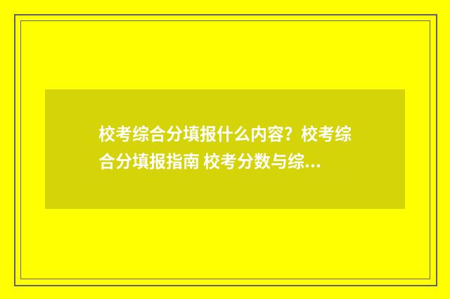 校考综合分填报什么内容？校考综合分填报指南 校考分数与综合分有关系吗