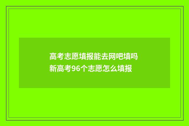 高考志愿填报能去网吧填吗 新高考96个志愿怎么填报