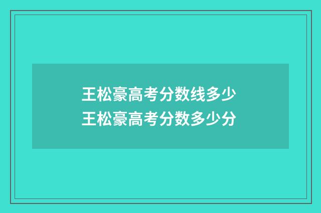 王松豪高考分数线多少 王松豪高考分数多少分