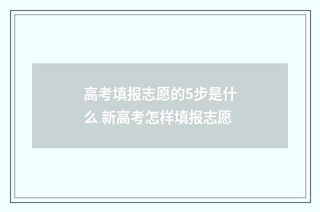 高考填报志愿的5步是什么 新高考怎样填报志愿