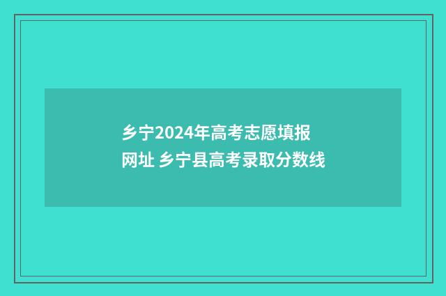 乡宁2024年高考志愿填报网址 乡宁县高考录取分数线