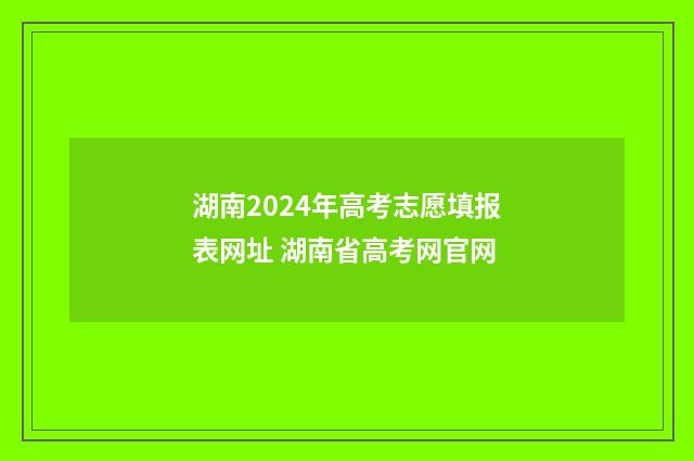 湖南2024年高考志愿填报表网址 湖南省高考网官网