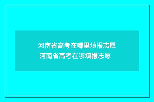 河南省高考在哪里填报志愿 河南省高考在哪填报志愿