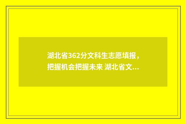 湖北省362分文科生志愿填报，把握机会把握未来 湖北省文科581分