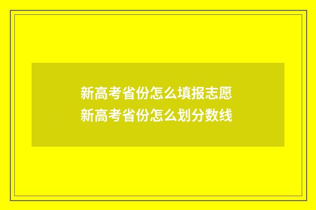 新高考省份怎么填报志愿 新高考省份怎么划分数线