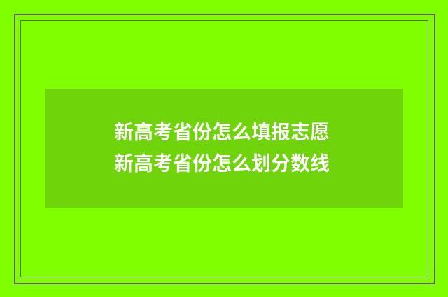 新高考省份怎么填报志愿 新高考省份怎么划分数线