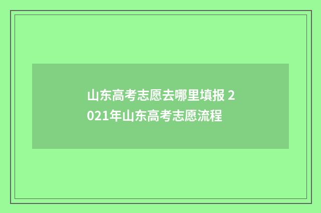 山东高考志愿去哪里填报 2021年山东高考志愿流程