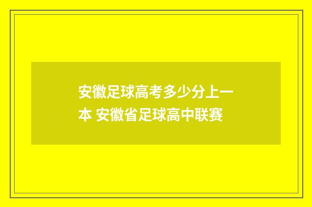 安徽足球高考多少分上一本 安徽省足球高中联赛