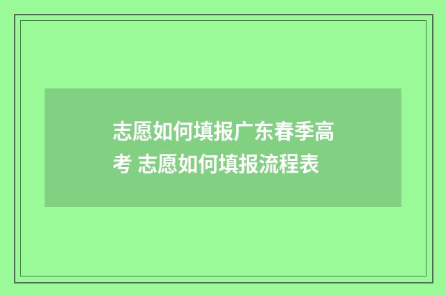 志愿如何填报广东春季高考 志愿如何填报流程表
