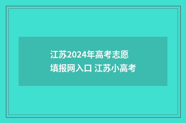 江苏2024年高考志愿填报网入口 江苏小高考