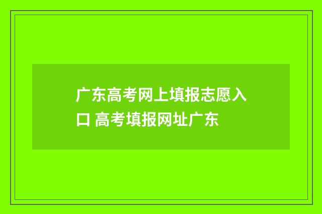 广东高考网上填报志愿入口 高考填报网址广东