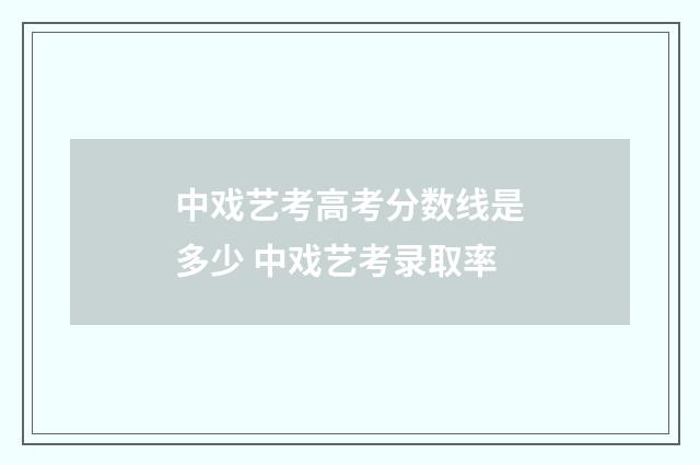 中戏艺考高考分数线是多少 中戏艺考录取率