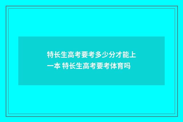 特长生高考要考多少分才能上一本 特长生高考要考体育吗