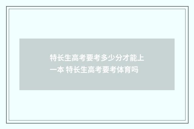 特长生高考要考多少分才能上一本 特长生高考要考体育吗