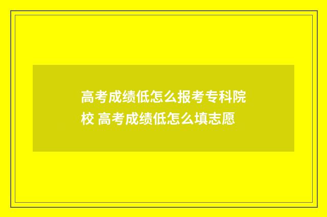 高考成绩低怎么报考专科院校 高考成绩低怎么填志愿