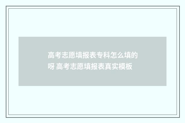 高考志愿填报表专科怎么填的呀 高考志愿填报表真实模板