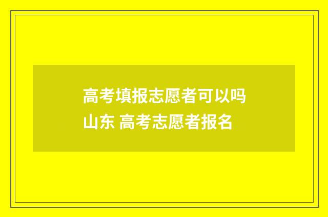 高考填报志愿者可以吗山东 高考志愿者报名