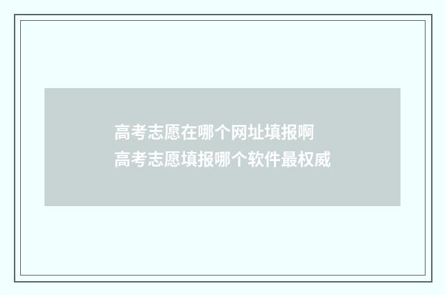 高考志愿在哪个网址填报啊 高考志愿填报哪个软件最权威