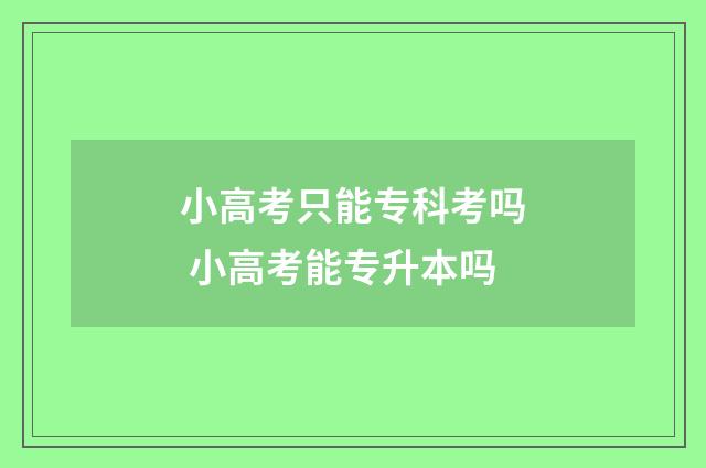 小高考只能专科考吗 小高考能专升本吗