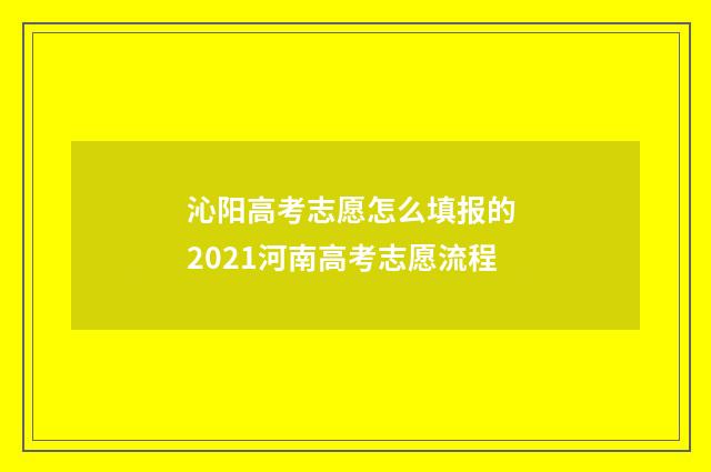 沁阳高考志愿怎么填报的 2021河南高考志愿流程