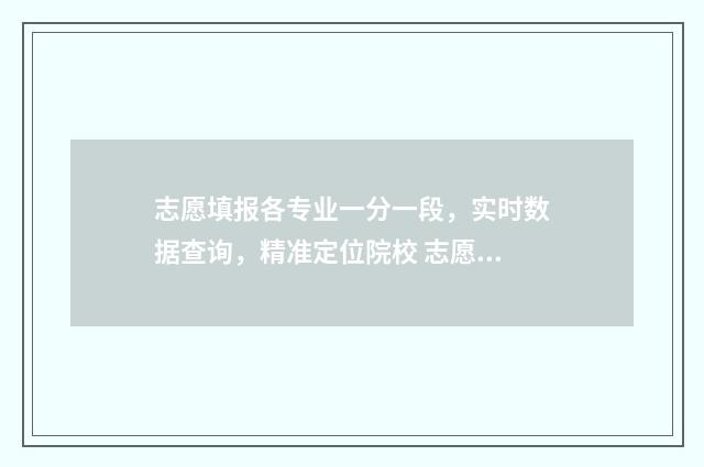 志愿填报各专业一分一段，实时数据查询，精准定位院校 志愿填报专业怎么填