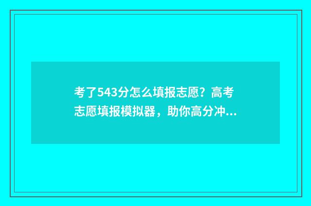 考了543分怎么填报志愿？高考志愿填报模拟器，助你高分冲名校 高考分数543可以报哪些学校