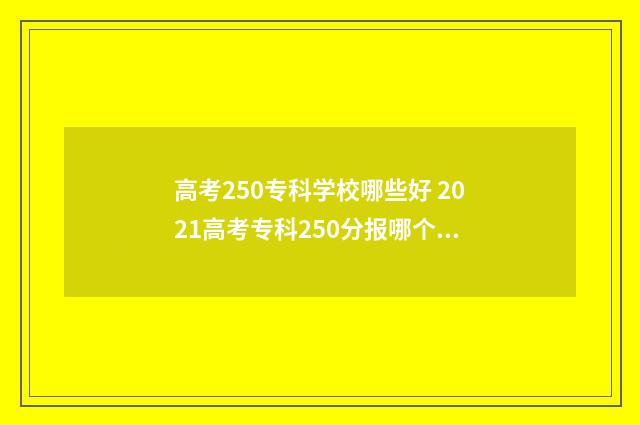 高考250专科学校哪些好 2021高考专科250分报哪个学校