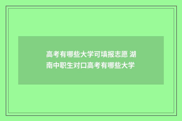 高考有哪些大学可填报志愿 湖南中职生对口高考有哪些大学