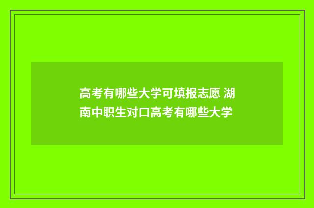 高考有哪些大学可填报志愿 湖南中职生对口高考有哪些大学
