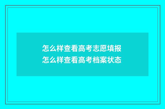 怎么样查看高考志愿填报 怎么样查看高考档案状态