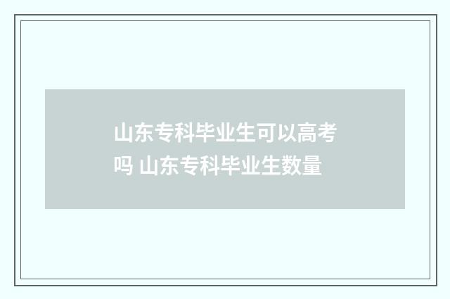 山东专科毕业生可以高考吗 山东专科毕业生数量