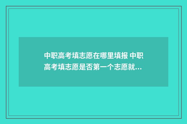 中职高考填志愿在哪里填报 中职高考填志愿是否第一个志愿就录取第一个的?