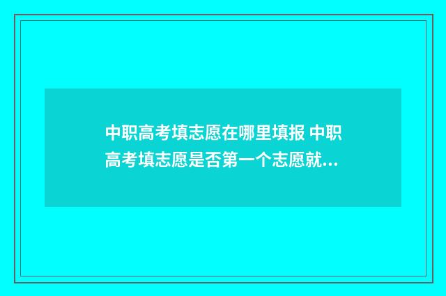 中职高考填志愿在哪里填报 中职高考填志愿是否第一个志愿就录取第一个的?