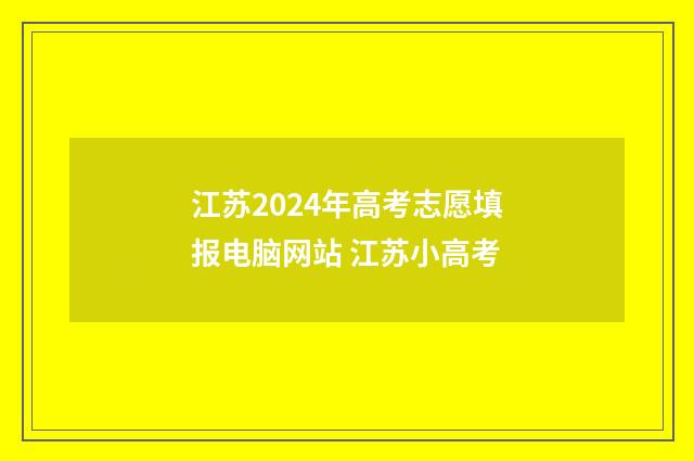 江苏2024年高考志愿填报电脑网站 江苏小高考