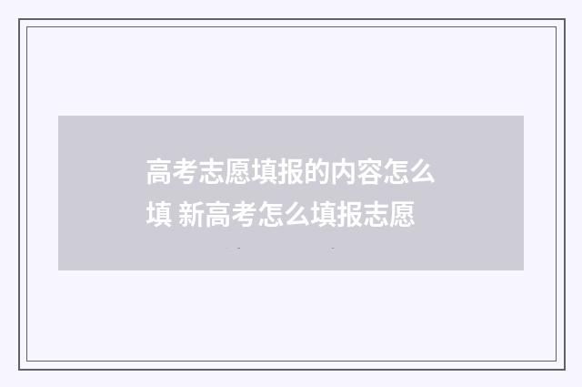 高考志愿填报的内容怎么填 新高考怎么填报志愿