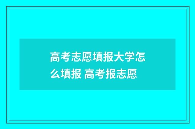 高考志愿填报大学怎么填报 高考报志愿