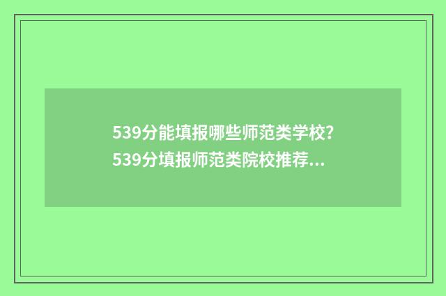539分能填报哪些师范类学校？539分填报师范类院校推荐 539分可以考什么大学理科