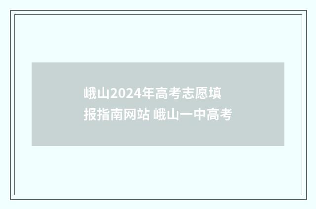 峨山2024年高考志愿填报指南网站 峨山一中高考