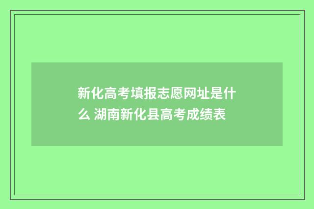 新化高考填报志愿网址是什么 湖南新化县高考成绩表