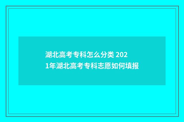 湖北高考专科怎么分类 2021年湖北高考专科志愿如何填报