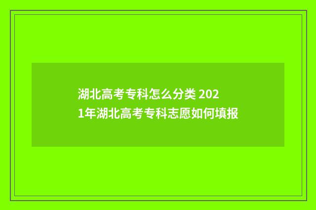湖北高考专科怎么分类 2021年湖北高考专科志愿如何填报