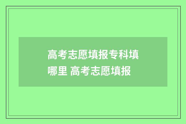 高考志愿填报专科填哪里 高考志愿填报