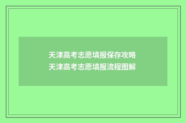 天津高考志愿填报保存攻略 天津高考志愿填报流程图解