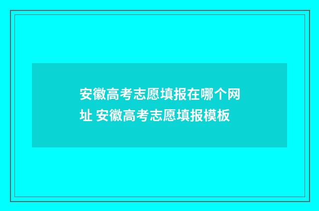 安徽高考志愿填报在哪个网址 安徽高考志愿填报模板