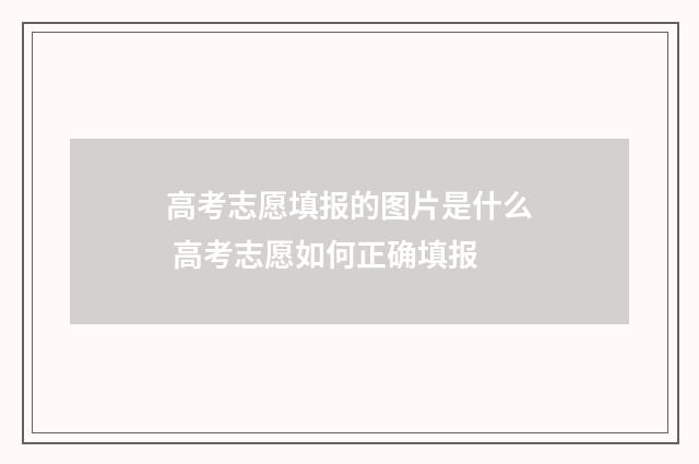 高考志愿填报的图片是什么 高考志愿如何正确填报