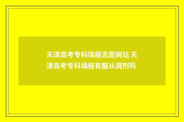 天津高考专科填报志愿网站 天津高考专科填报有服从调剂吗