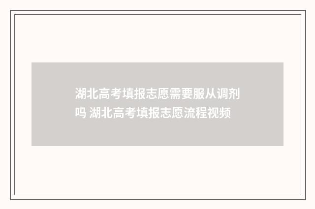 湖北高考填报志愿需要服从调剂吗 湖北高考填报志愿流程视频