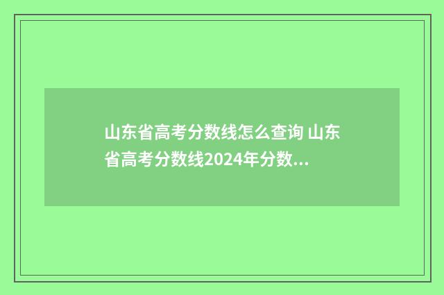 山东省高考分数线怎么查询 山东省高考分数线2024年分数线